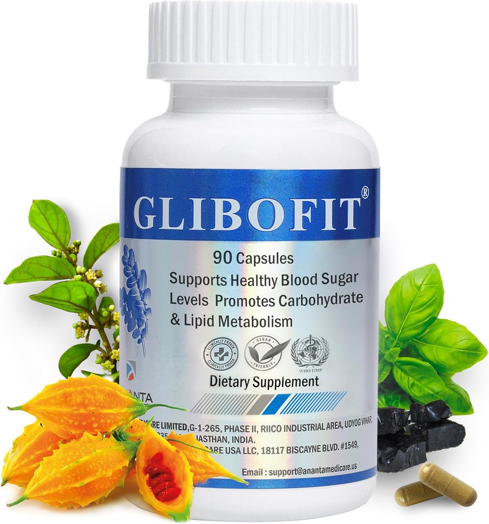 GLIBOFIT – 健康な炭水化物 & 脂肪代謝サポート, 90 ビーガンカプセル