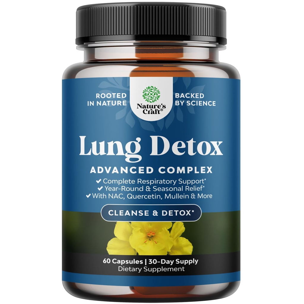 Lung Detox Mulleinの葉のカプセル-NAC Quercetin及びCordycepsのエキスが付いているMullein Lungの清潔な複合体を浄化して下さい-Sinusの免除及び呼吸サポート60ctのための葉のハーブのマスクの補足