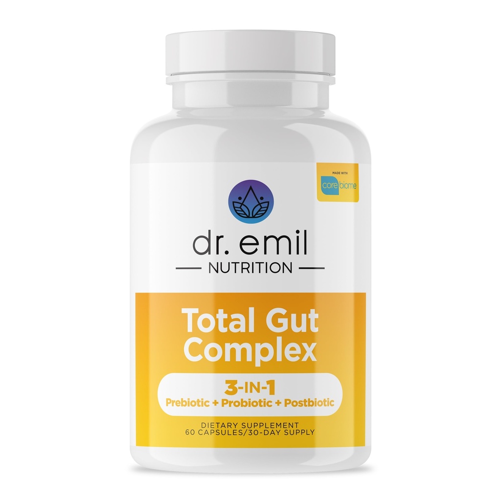 DR. EMIL NUTRITION Women & Men Total Gut Health Complex   プレバイオティクス + プロバイオティクス + ポストバイオティクス + ポストバイオティクス + サプリメント | プロバイオティクス 消化の健康と腸の健康 | 60カプセル