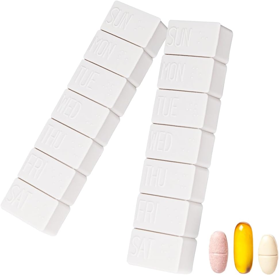 2Pack Weekly Pill Organizer,Extra Large 7 Days Pill Cases Travel Daily Pill Box for Fish Oil, Calcium Tablets Supplements and Other Vitamin Pill