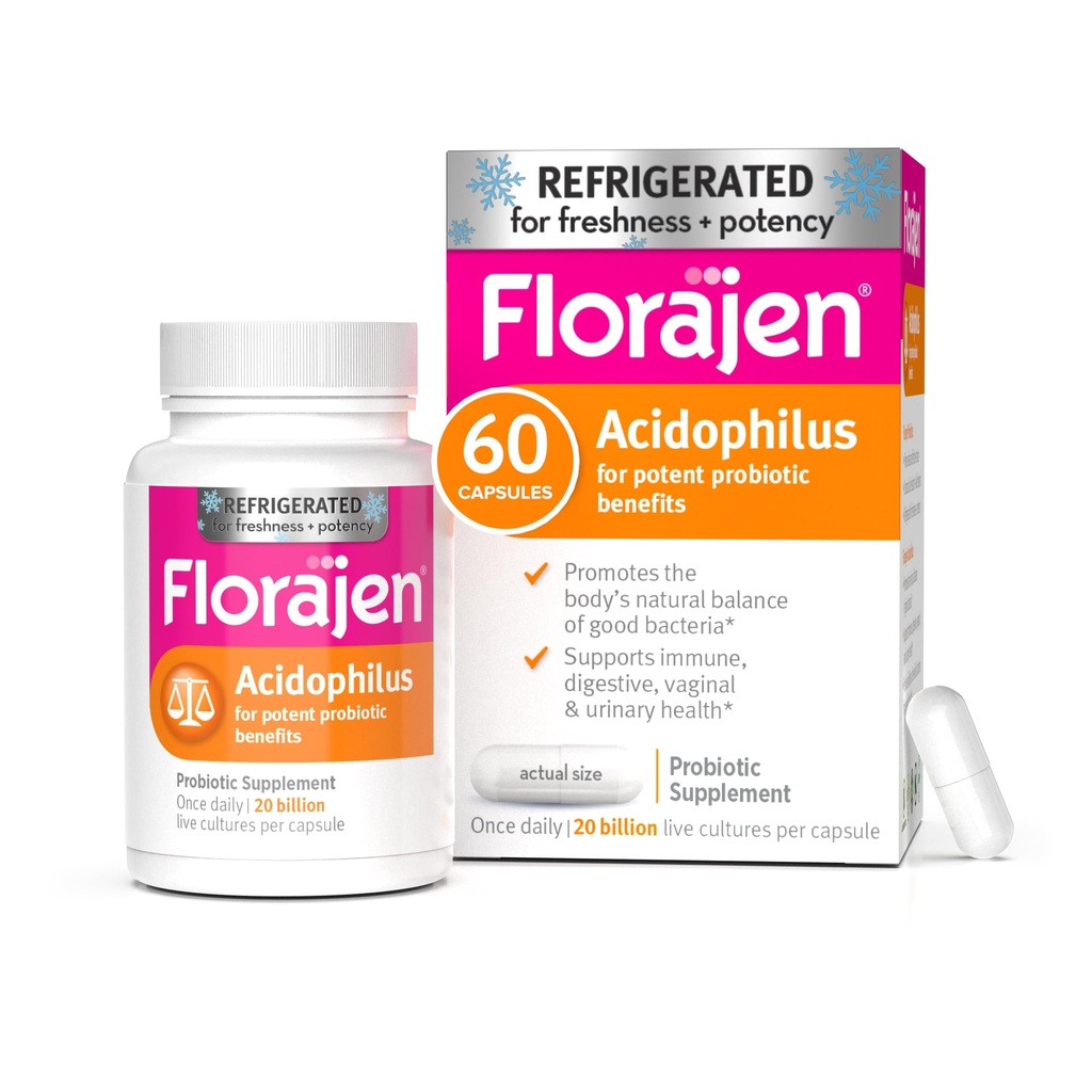 Florajen の Acidophilus の高い効力によって冷やされるサポート 全面的な健康、有効なプロバイオティックの利点、不燃、60 の計算のための 20 億 CFUs
