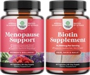 女性のための草のMenopauseの補足の束および女性及び人のための10000のmcgの純粋なBiotinの丸薬 - エストロゲンのバランスのために完成して下さい - 毛損失の薄くなる自然な補足を停止して下さい
