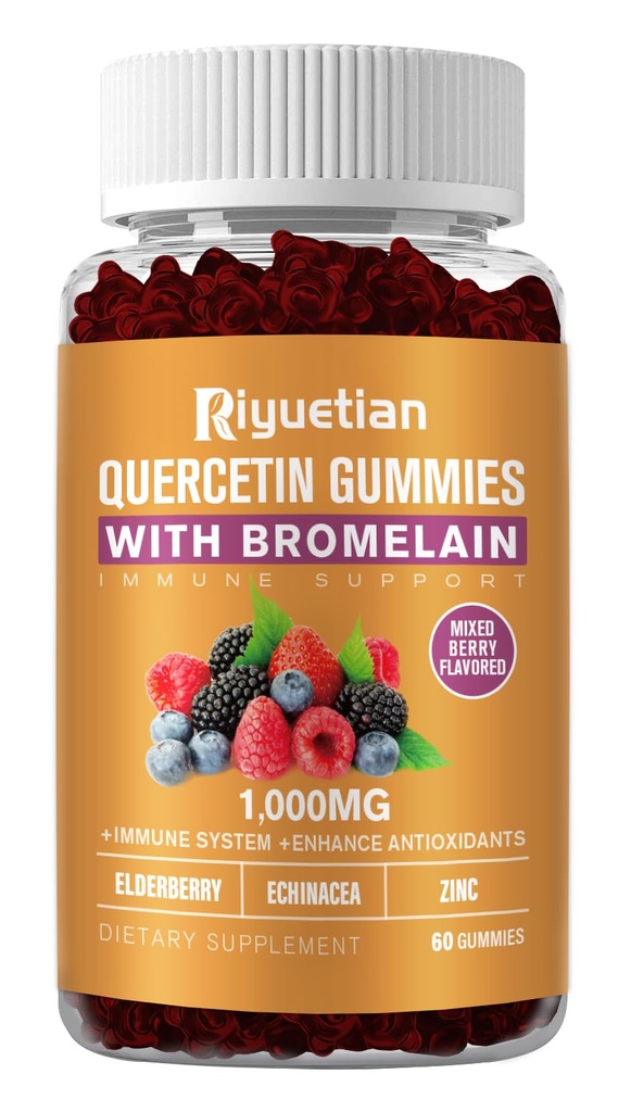 Bromelain、亜鉛及びビタミンC - Cardiovascularの老化サポートChewableビタミン-Vegan -子供および大人のための純粋なケルセチン-非GMO 60の計算