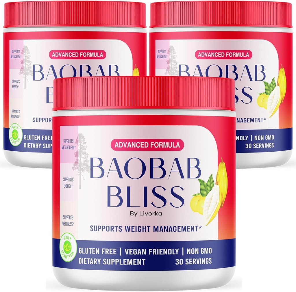 (3つのパック) Baobab Blissの粉、Baobab Blissの有機性の粉、Baobab Blissの粉すべての自然な繊維の補足、Baobab Blissのフルーツの粉、Baobab Blissの粉の有機性見直し、3か月のための90のサービング