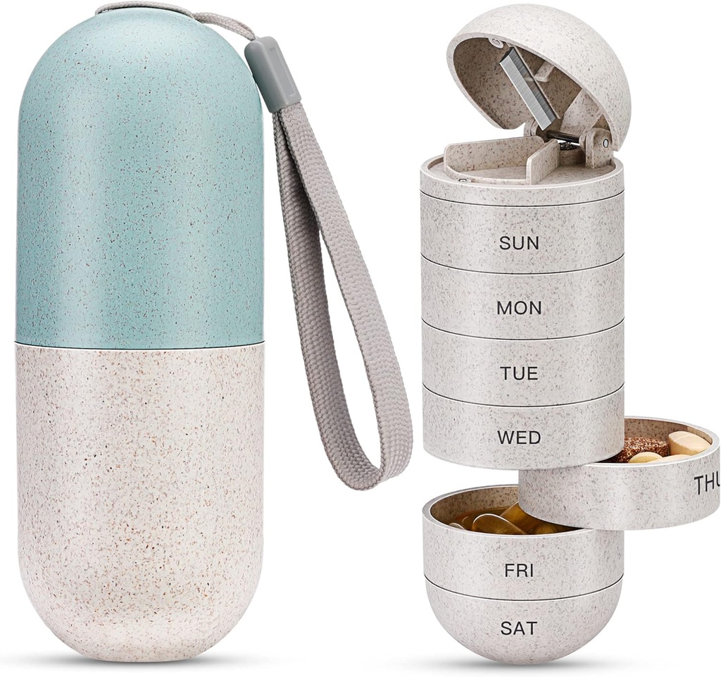 カッターが付いている1つの丸薬のオルガナイザーのZannaki 2は、繊維の週刊の丸薬の箱の大きいコンパートメントの湿気の証拠、磁気ロック、BPAの自由な旅行ハイキングの丸薬、ビタミン、魚油、補足を握る7日