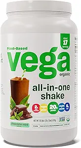 Vega Organic All-in-One Vegan Protein Powder, Chocolate Mint - Superfood Ingredients, Vitamins for Immunity Support, Keto Friendly, Pea Protein for Women & Men, 1.6 lbs (Packaging May Vary)