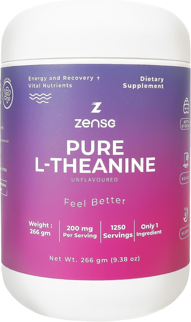 Pure L-Theanine Powder 100% [266gm-1,250 Servings] Natural L-Theanine Supplement - Only 1 Ingredient, Free of Sugar,Soy, Filler, Melatonin, Non-GMO, Vegan