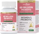 Probiotics and Organic Prebiotics for Women pH Balance & Digestion- 60 Billion CFU Vaginal Probiotics with Cranberry D-Mannose, Vegan & Non-GMO for Urinary Tract & Immune | 90 Caps