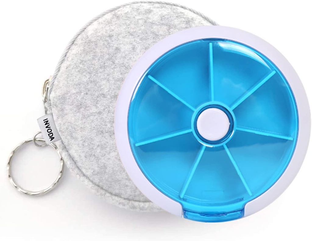 ピルオーガナイザー 旅行ピル ケース 財布 ポータブル 薬用ケース 小さな週間 ピル ボックス ビタミン/魚油/錠剤/サプリメント (ブルー+バッグ)