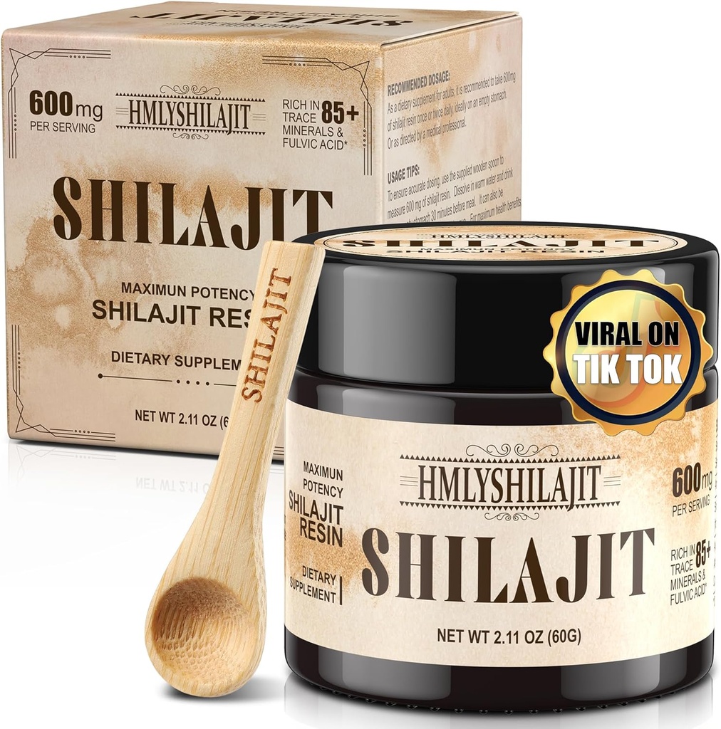 Geloo Shilajit Pure Himalayan Organic Shilajit Resin 60 Grams - Natural Shilajit Resin - Gold Grade 100% Shilajit - with 85+ Trace Minerals & Fulvic