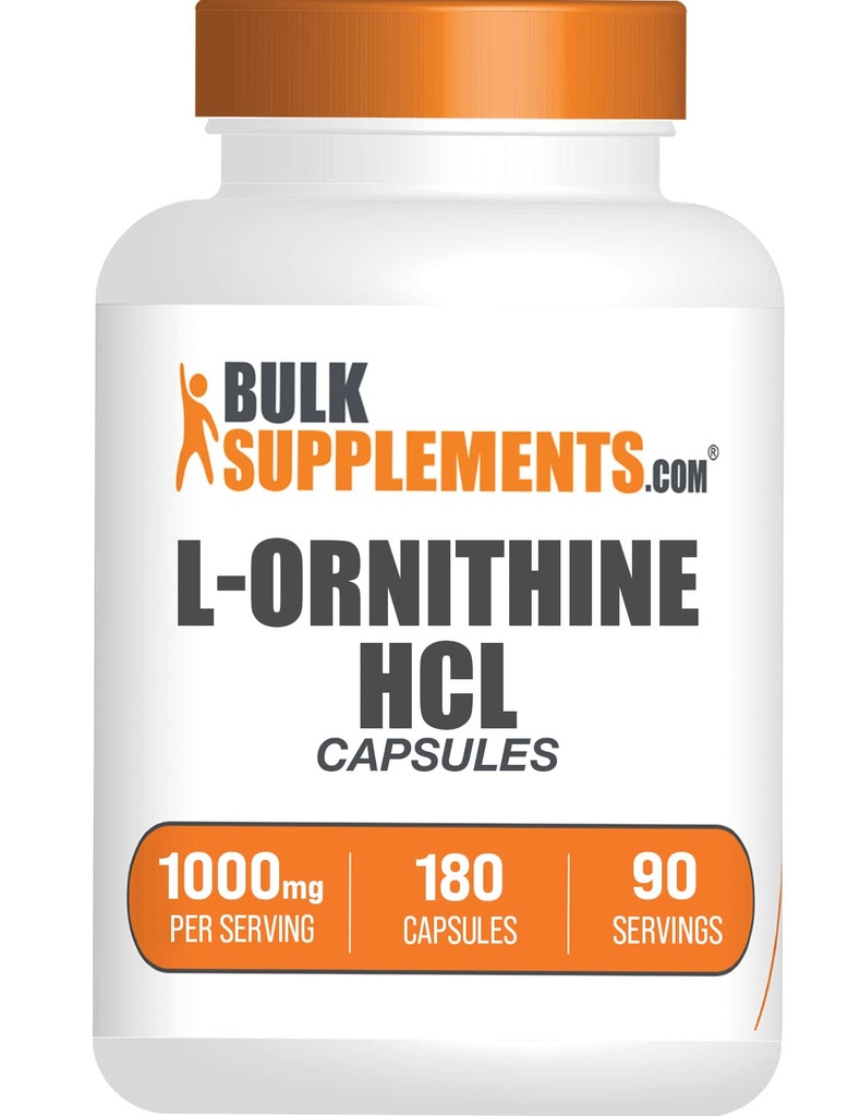 BulkSupplements.com L-Ornithine HClカプセル - L-Ornithine塩酸塩、L-Ornithine 1000mg - アミノ酸サプリメント、グルテンフリー、サービングあたり2カプセル、180カウント(パッケージ1)