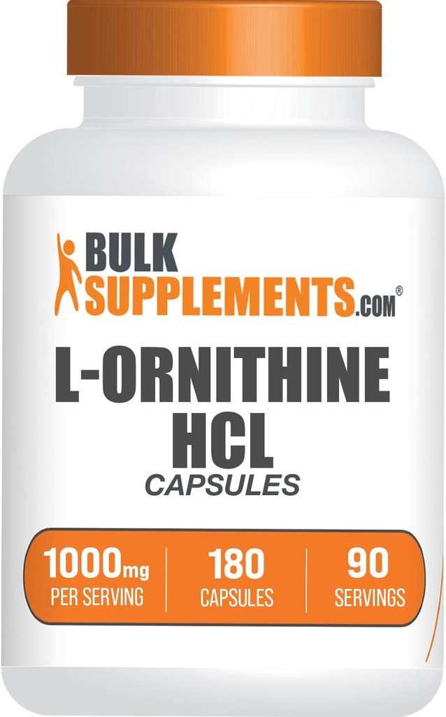 BulkSupplements.com L-Ornithine HClカプセル - L-Ornithine塩酸塩、L-Ornithine 1000mg - アミノ酸サプリメント、グルテンフリー、サービングあたり2カプセル、180カウント(パッケージ1)
