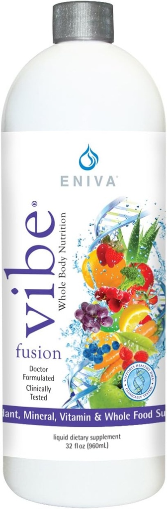Eniva Vibe Fusion毎日液体マルチビタミンとミネラルサプリメント エルダーベリー亜鉛VIT C VIT D | 免疫エネルギーの栄養 | チョコレートチェリー | 32 oz ボトル