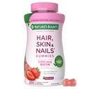 Nature's Bounty Optimal Solutions Hair, Skin and Nails Pectin Gummies, 2500 mcg Biotin Per サービング, No Stick Gummy, ベジタリアンフォーミュラ, Strawberry Flavor, 200 count, 100 Total サービング