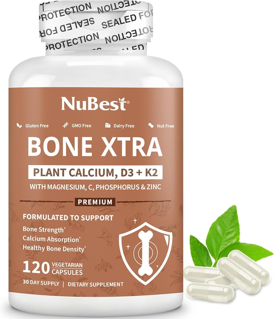 NuBest Bone Xtra - 植物ベースの骨の強さ、StrontiumのブーストはStrontiumのクエン酸塩、Calcium、海洋の藻、リン、ビタミンC、K2、D3を基づかせていました | 最大カルシウム吸収 | 1か月の供給