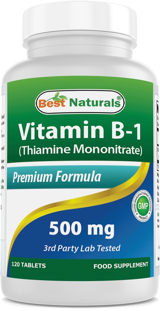 最高のナチュラルビタミンB1をチアミン単硝酸塩500mg 120錠(120カウント)