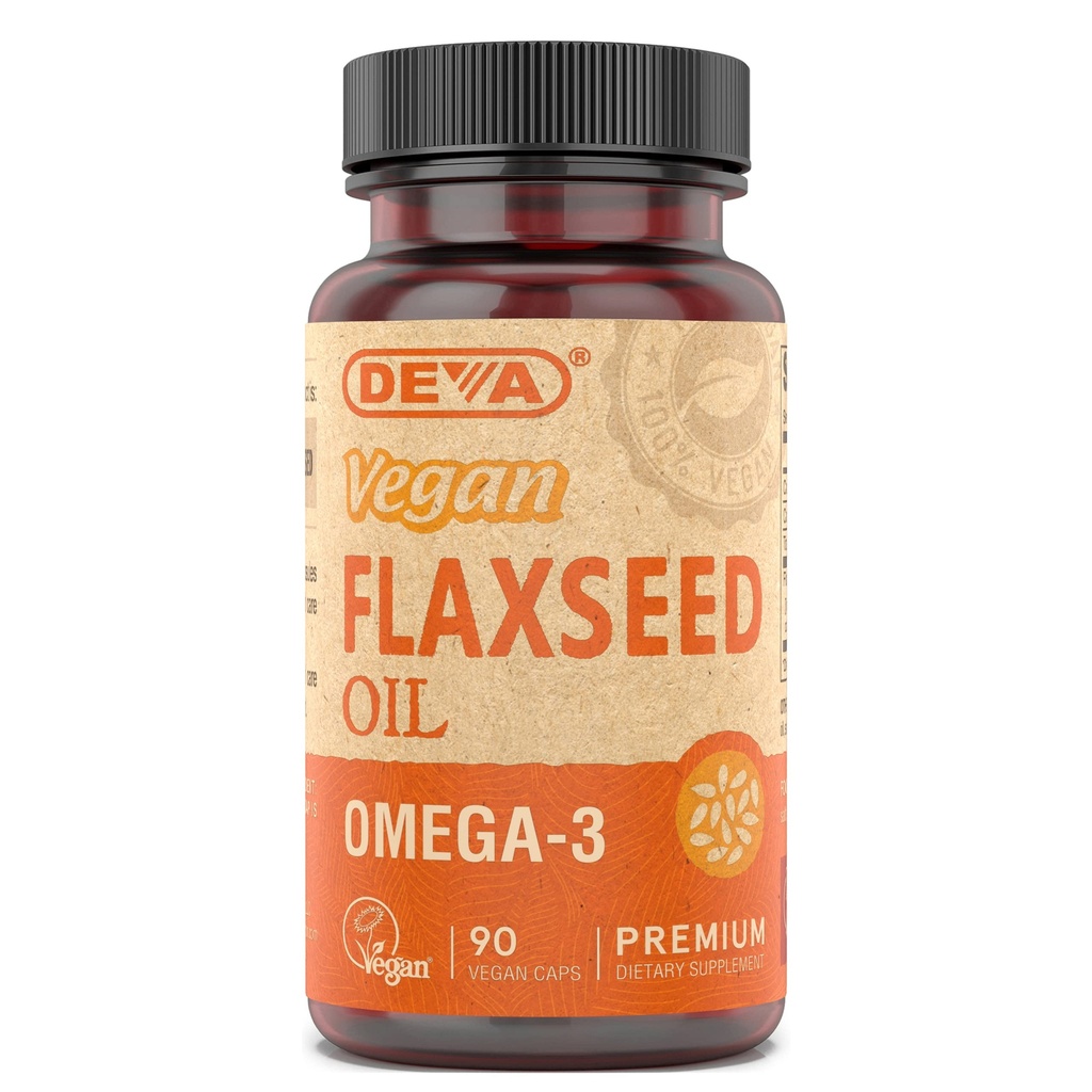 Devaビーガンオメガ3亜麻油サプリメント - サービングあたり1000 MG - 冷間プレス&未精製 - 魚油代替 - Omega-3 ALA - 90カプセル、1パック付き