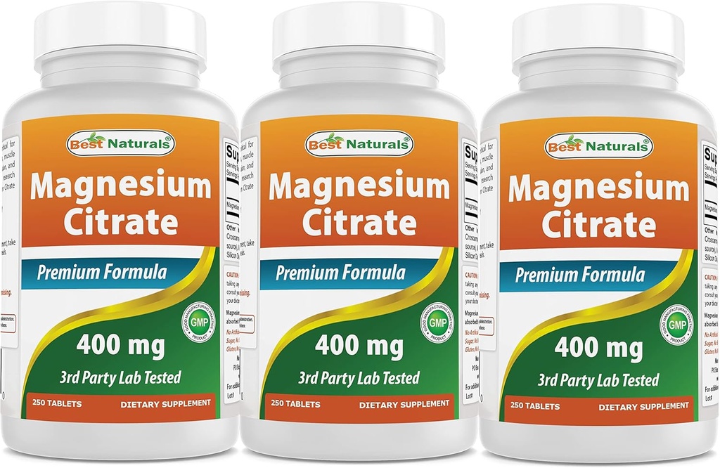 最高の自然マグネシウムのクエン酸塩(Citrato de Magnesio) 400mg 250のタブレット(2錠あたりの元素マグネシウムの400のmg) (3)