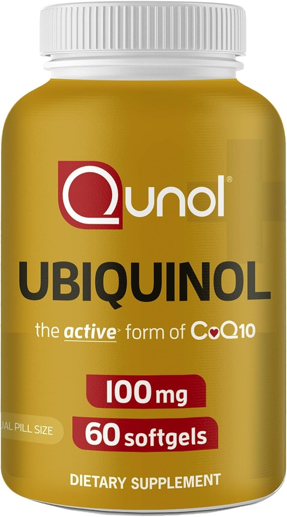 Qunol Ubiquinol CoQ10 100mg Softgels、Ubiquinol - Coenzyme Q10のアクティブフォーム、心の健康、健康な血圧レベル、Statinユーザーへの有益な、60カウント