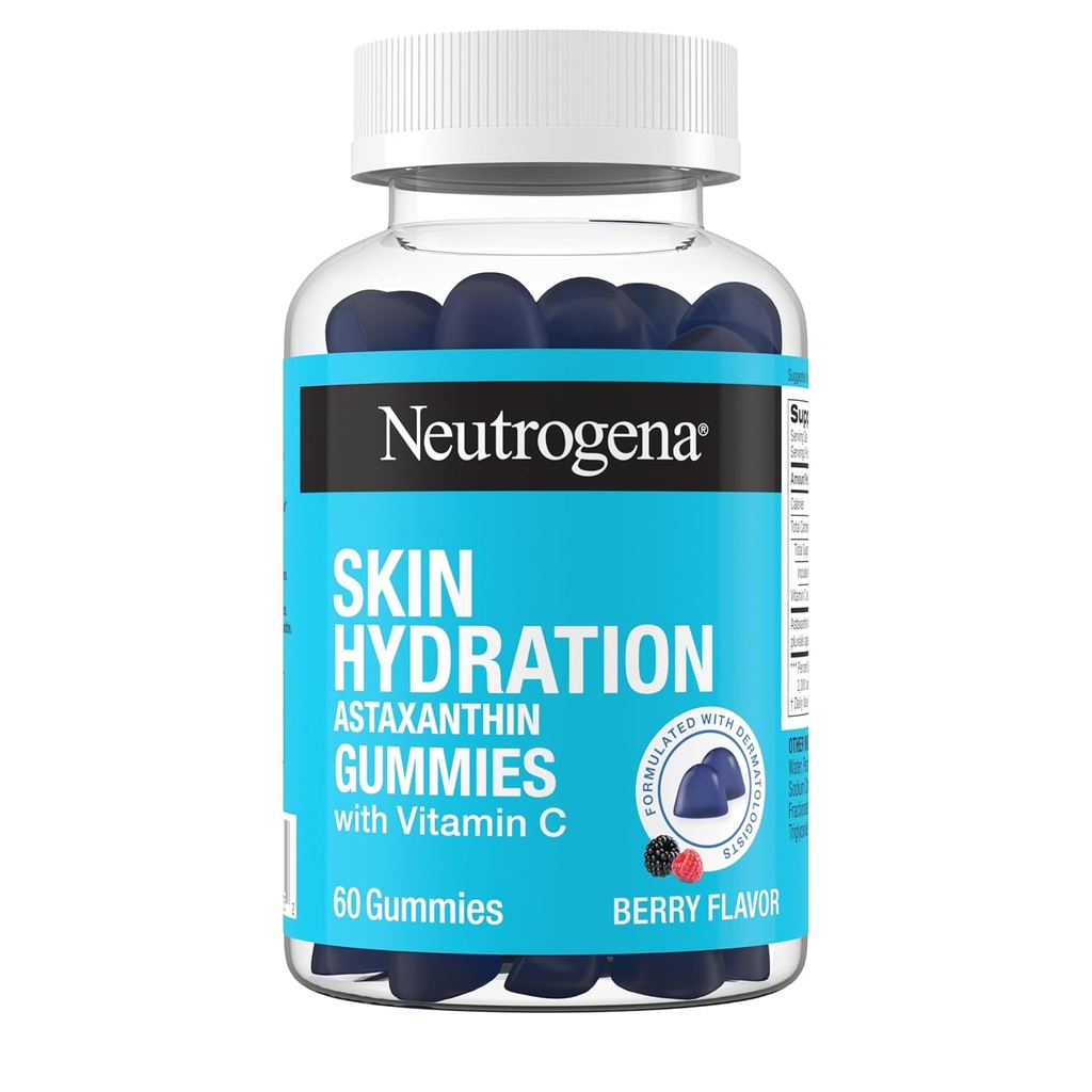 ビタミンCのNeutarogenaの皮のHydrationのアスタキサンチンのグミies、水和された、滑らか及び健康な皮のためのスキンケアの補足、皮の健康、ベリーの味、60のctのための毎日の酸化防止のグミ