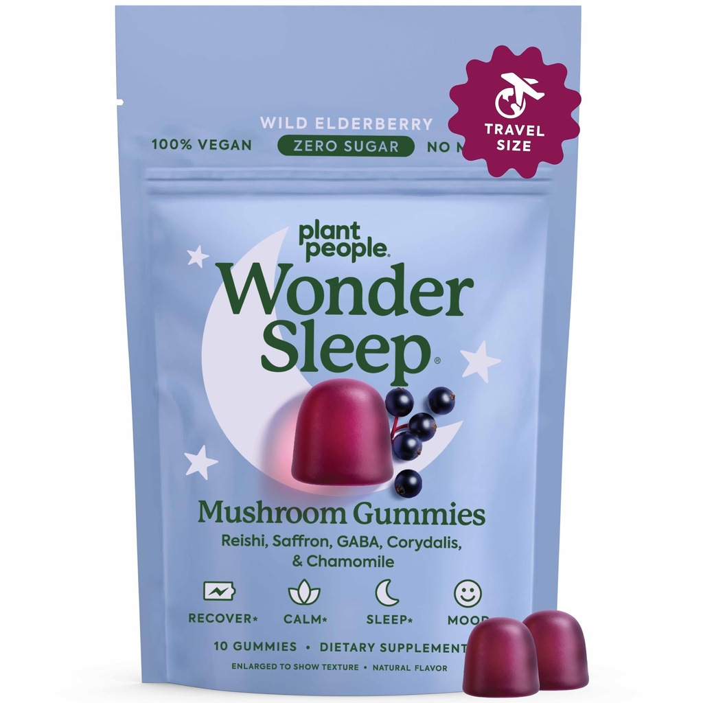 植物の人々 WonderSleep のきのこのグミーは Reishi の極度のきのこ、Saffron の野生のエルダーベリーの味と小型を補います 砂糖無し 完全菜食主義者フレンドリー及びグルテンフリーの試験サイズ