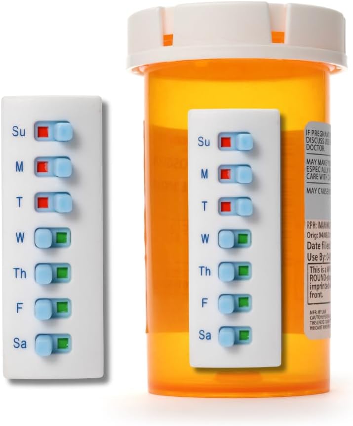 皮および棒は12 +の詰め物、Pill/Medication/Vitamin/Pet Medの追跡者のために再使用可能な、あなたのびん、オルガナイザーなし、曲げられた背部(白い、2パック)に添付します
