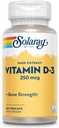 SOLARAYビタミンD3 10000IU(250 mcg) - 高効力ビタミンD - VIT D3とCholecalciferol - 強力な骨と免疫サポートサプリメント - 60日保証、60のサービング、60のベジキャップ