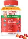 SmartyPants Organic Kids Multivitamin Gummies: Omega 3 (ALA)、ビタミンD3、C、ビタミンB12、B6、A、免疫サポート、バイオチン、ベジタリアン、3フルーツ味、120カウント(30日供給)のための亜鉛