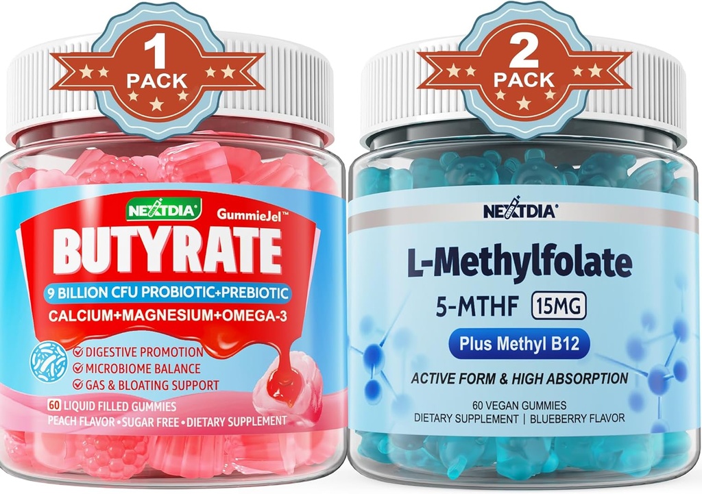 プロバイオティクス+プレバイオティクス+ポストバイオティクス、L-MethylFolate 15mgグミ