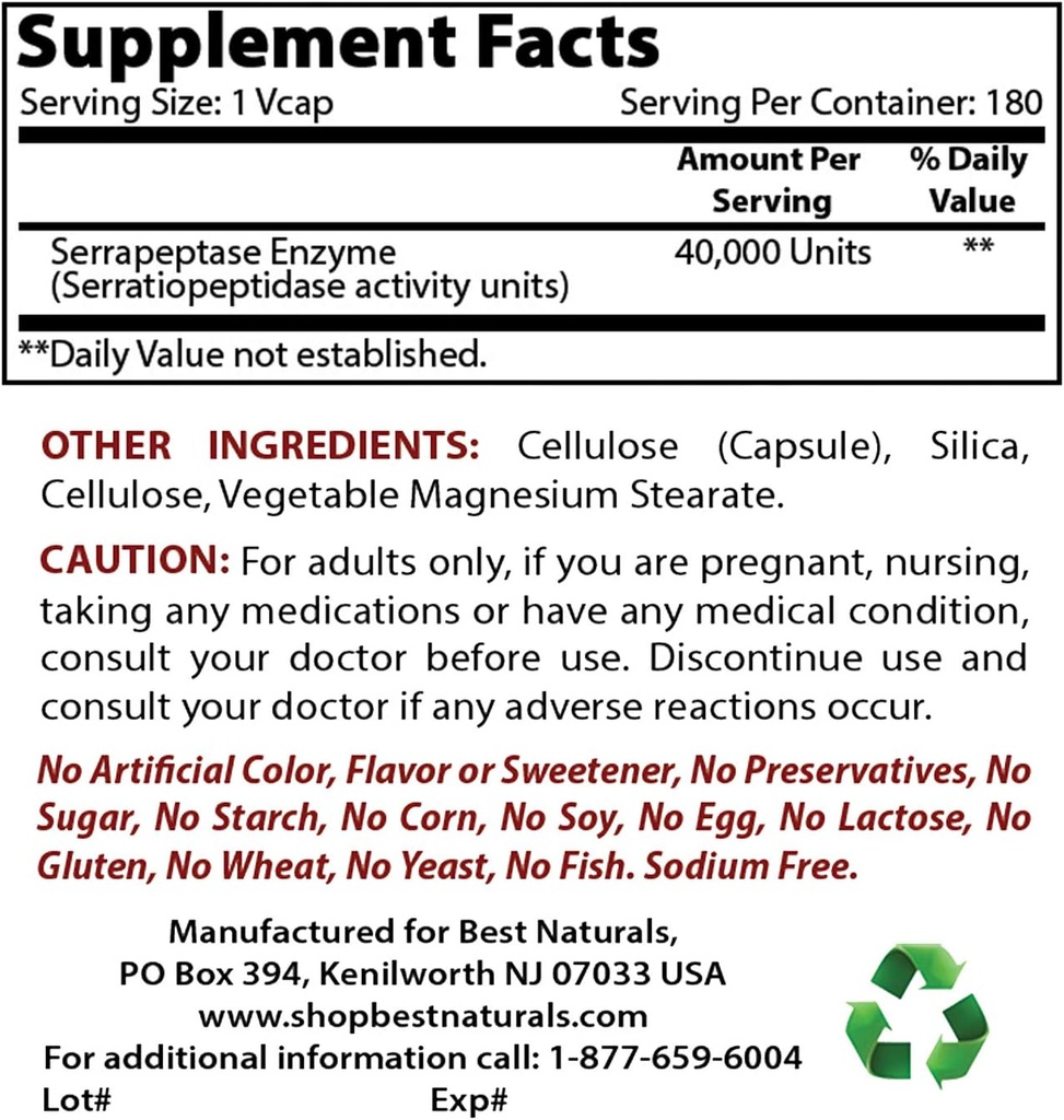 ベストナチュラルセラピターゼ 40000 SPU & Nattokinase 100 Mg
