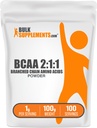BulkSupplements.com BCAA 2:1パウダー - 分岐チェーンアミノ酸、BCAAsアミノ酸粉末 - 風味の&グルテンフリー、給餌1g、100g(3.5オンス)(1パック)
