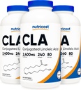 Nutricost CLA(Conjugated Linoleic Acid) 2,400mg, 240 Softgels - Gluten Free, Non-GMO, 800mg/Softgel (3本入)