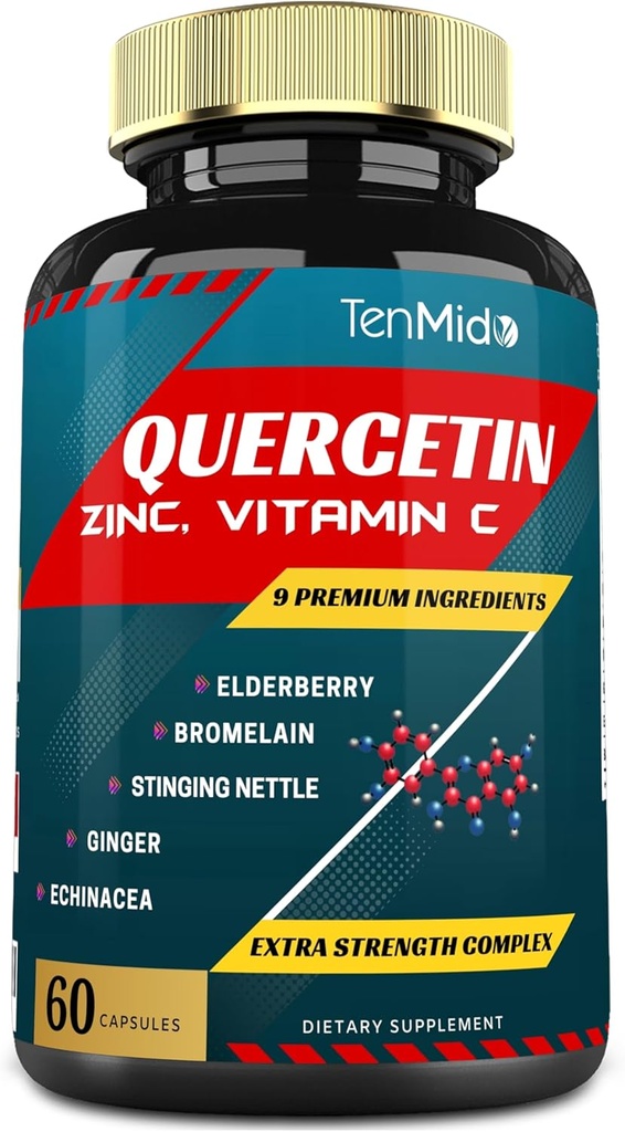 Quercetinのエキスのカプセル-ブレンドのエルダーベリー、Bromelain、ジンジャー、Stingingingのイラクサ、黒いコショウおよび多く- 60のカプセル、2か月の供給