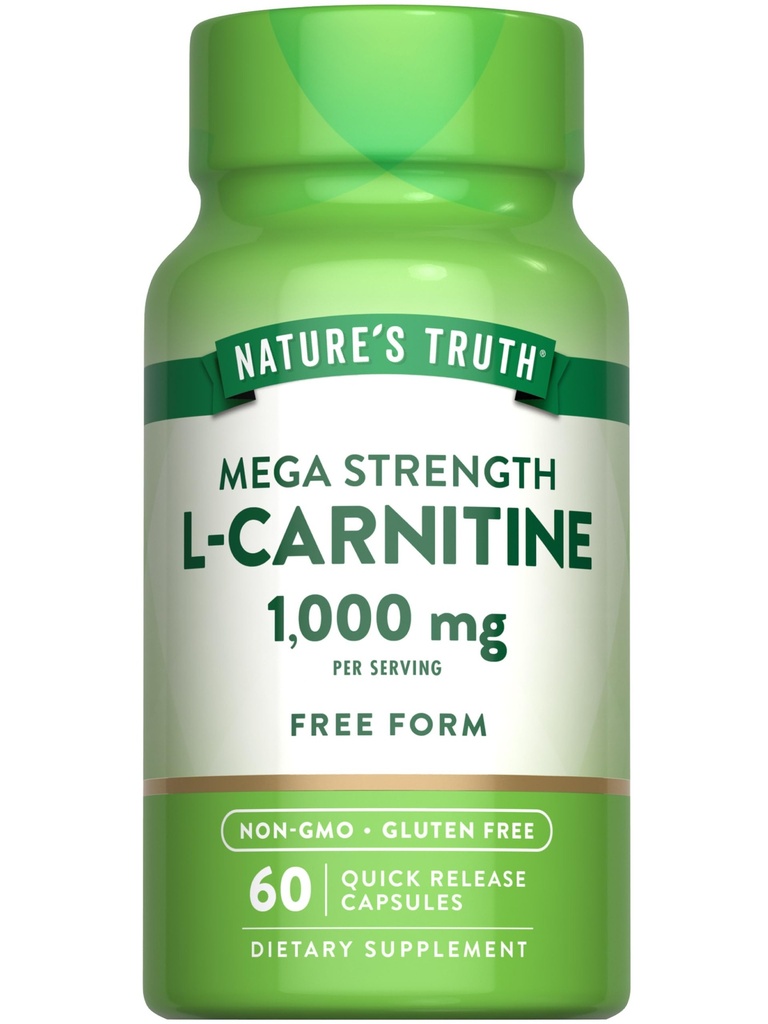 Nature's Truth L-Carnitine 1000mg | 60カプセル | メガ強度 | 無料フォーム | GMO&グルテンフリーサプリメント