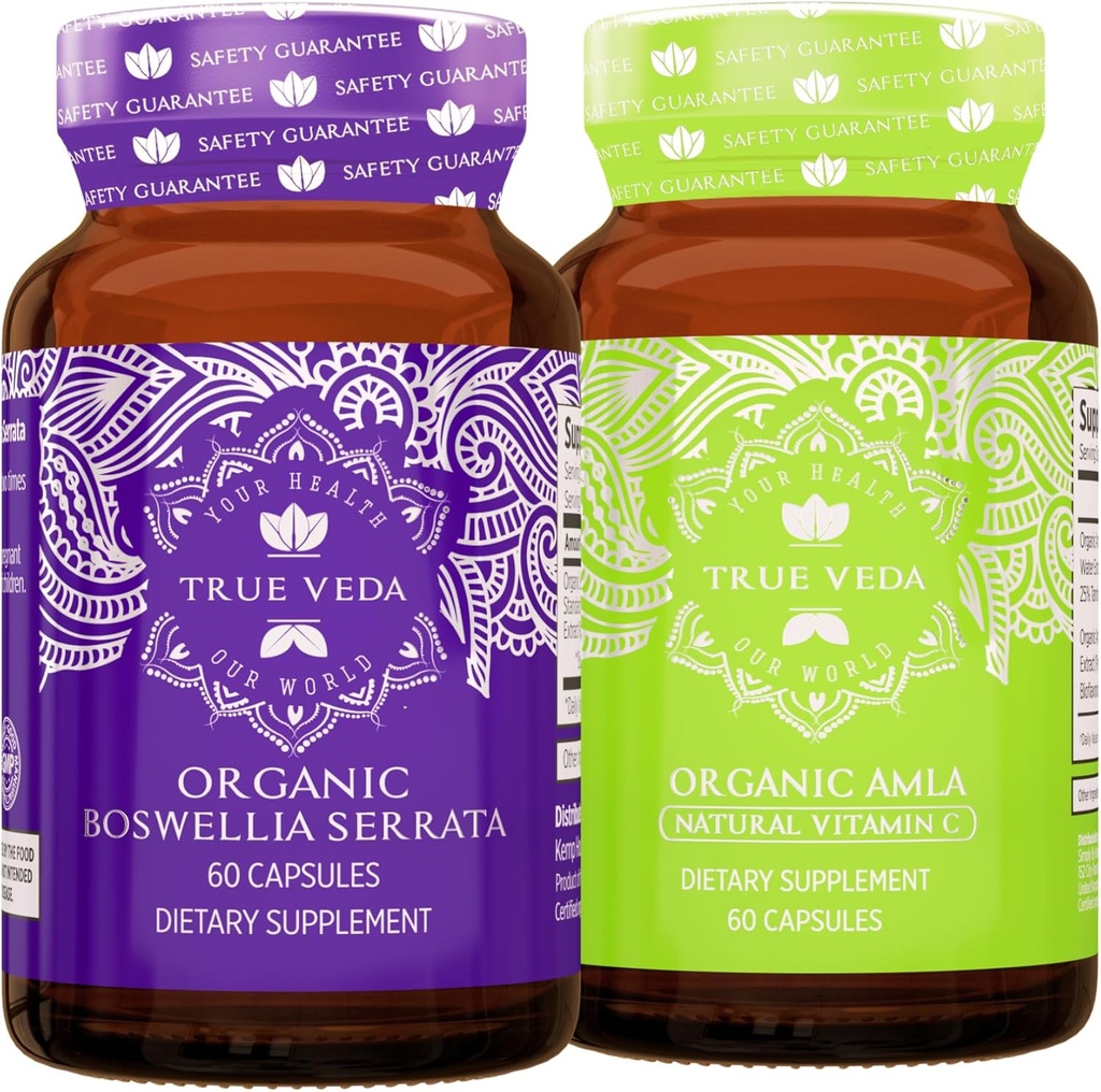 真のVedaアクティブバンドルUSDAオーガニック | マルチアワード受賞 | ボスウェリアセラータ | アムラカプセル