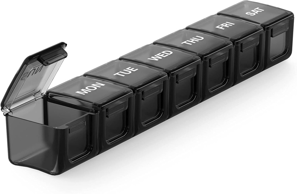 Sukuosの余分大きい週刊の丸薬のオルガナイザー、ビタミン、魚油または補足のための明確なふたが付いているシルクスクリーンによって印刷される薬の容器を開くこと容易な7日の毎日の丸薬箱の箱