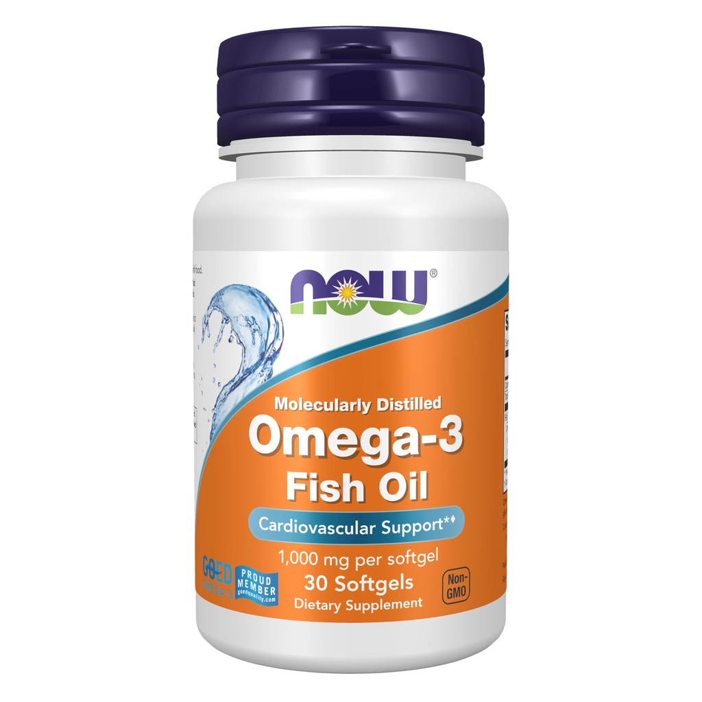 NOWフーズサプリメント、オメガ-3 180 EPA / 120 DHA、分子蒸留、心血管サポート*、30 Softgels