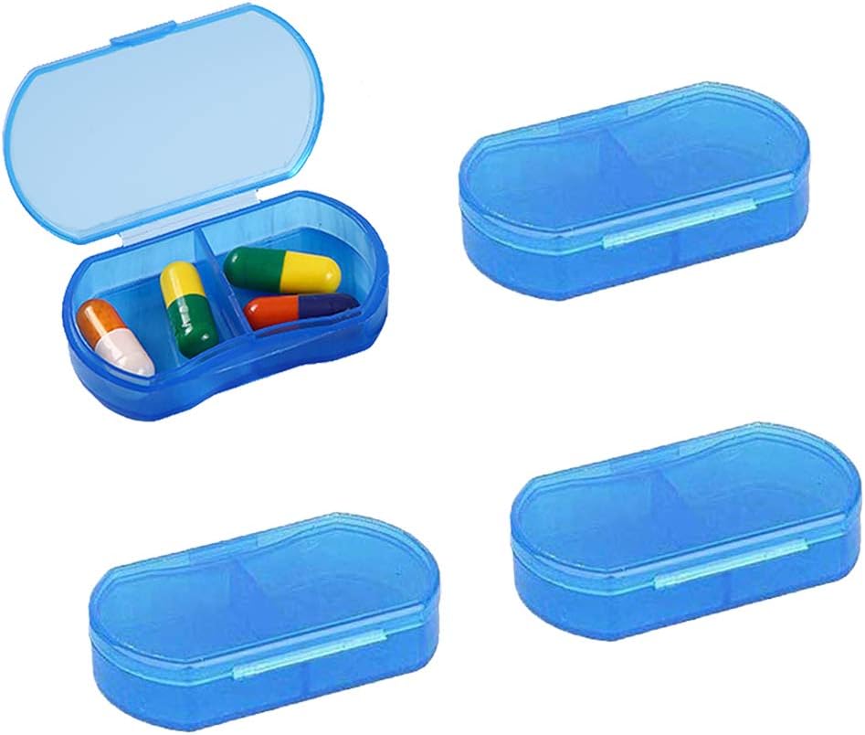 パースの小さい4PCSの丸薬のオルガナイザーの携帯用旅行毎日の丸薬の容器のための2PCSの丸薬箱AM及びPMの小型ピル箱のビタミン、魚油、補足のホールダー