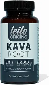 LEILO Kava Rootカプセル | ストレスとリラックスを促進するためのノーブルエキスの500mg | (60ビーガンカプセル)