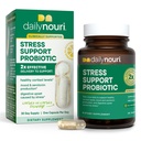 Daily Nouri Stress Support Probiotics for Women & Men | Mood & Cortisol Support | Gut-Brain Axis + Digestive Support | 3 Clinically Studied Strains + Omega | 30-Day Supply