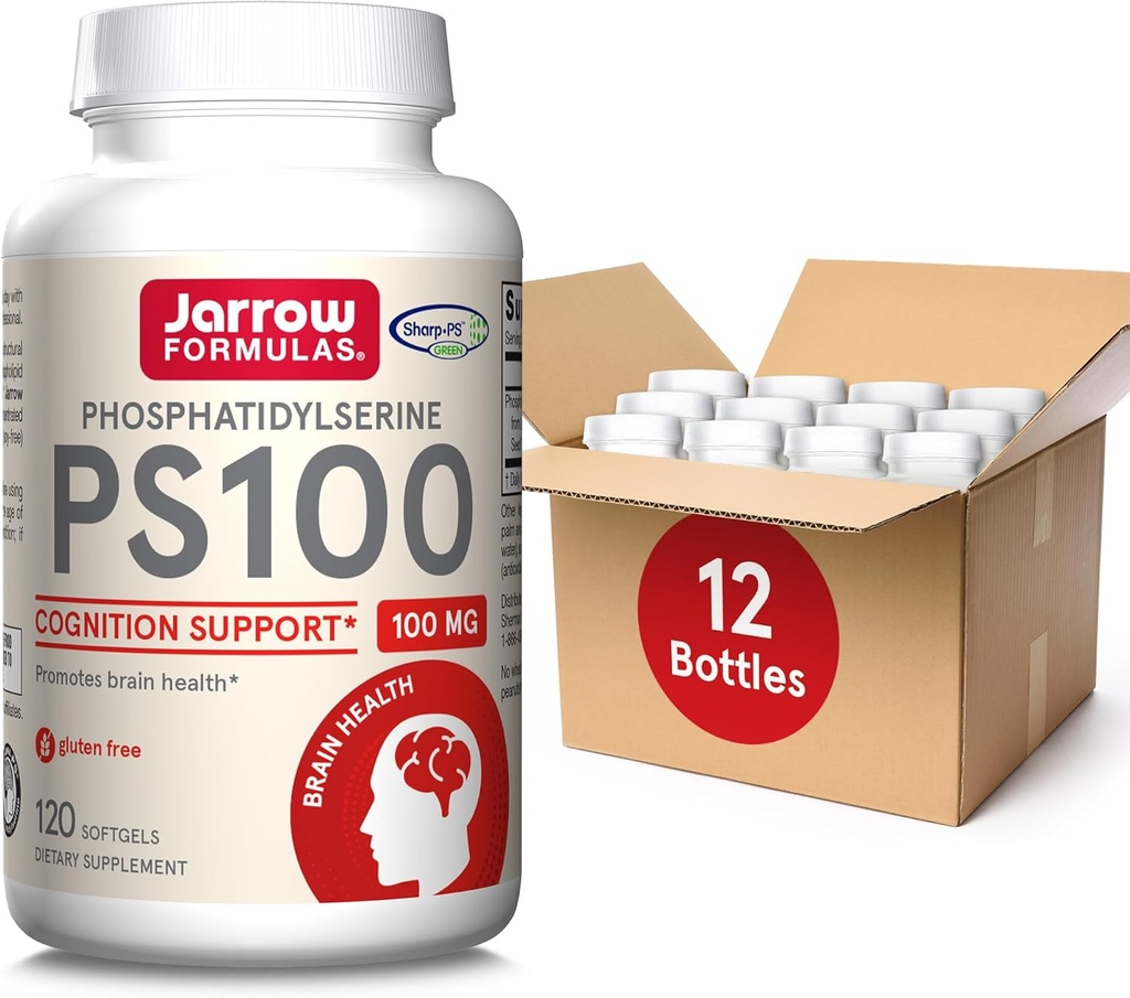 JarrowフォーミュラPS100 Phosphatidylserine 100 mg、脳の健康と認知サポートのための栄養補助食品、120 Softgels、40-120の日の供給、12のパック