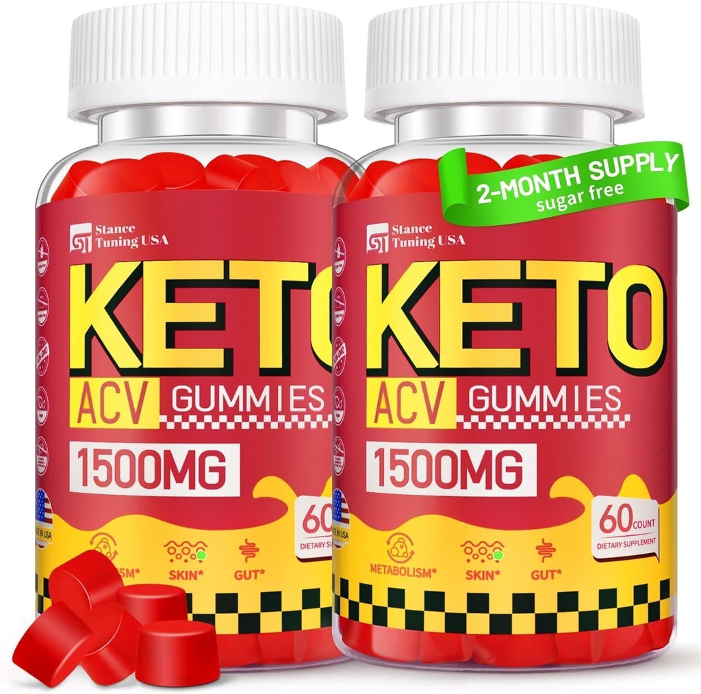 Keto ACVグミー - 女性男性のための1500MG ACV Ketoグミー - アップルサイダーバインガーと母親、プロバイオティクス、ビタミンB6 B12ガット消化 - ビーガン&非GMO、2パック