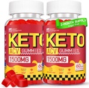 Keto ACVグミー - 女性男性のための1500MG ACV Ketoグミー - アップルサイダーバインガーと母親、プロバイオティクス、ビタミンB6 B12ガット消化 - ビーガン&非GMO、2パック