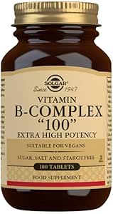 Solgar B-Complex 100" - 100 Tablets - Energy Metabolism, Cardiovascular Health, Nervous System Support - Non-GMO, Vegan, Gluten Free - 100 Servings