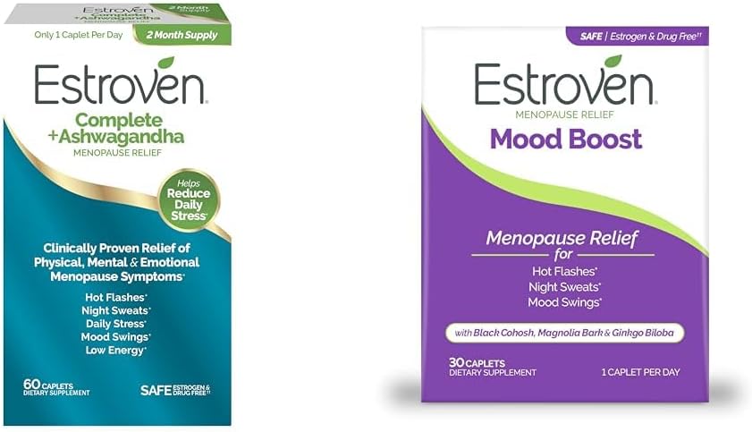 エストロゲンの完了の月経閉経の救助+ Ashwagandha 60 Ct及びEstroven Mood Boostの月経の救助30 Ct