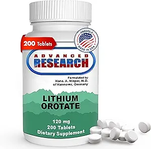 Dr. Hans Nieper Lithium Orotate 5mg, 200 Count, Lab Tested, Non-GMO, Gluten Free, Vegan Friendly, Supports Brain Health