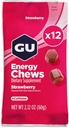 GU Energy Chews, Strawberry Energy Gummies with Electrolytes, Vegan, Gluten-Free, Kosher, 20 mg of Caffeine, and Dairy-Free On-the-Go Energy for Any Workout, 12 Bags (24 Servings Total)