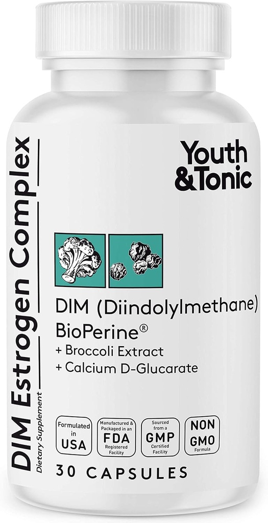 エストロゲンの代謝サポートのための青年及びトニック DIM の BioPerine | 過剰なエストロゲンのブロッカーが付いている女性および人のホルモンのバランス | Diindolylmethane の補足 - 30 丸薬