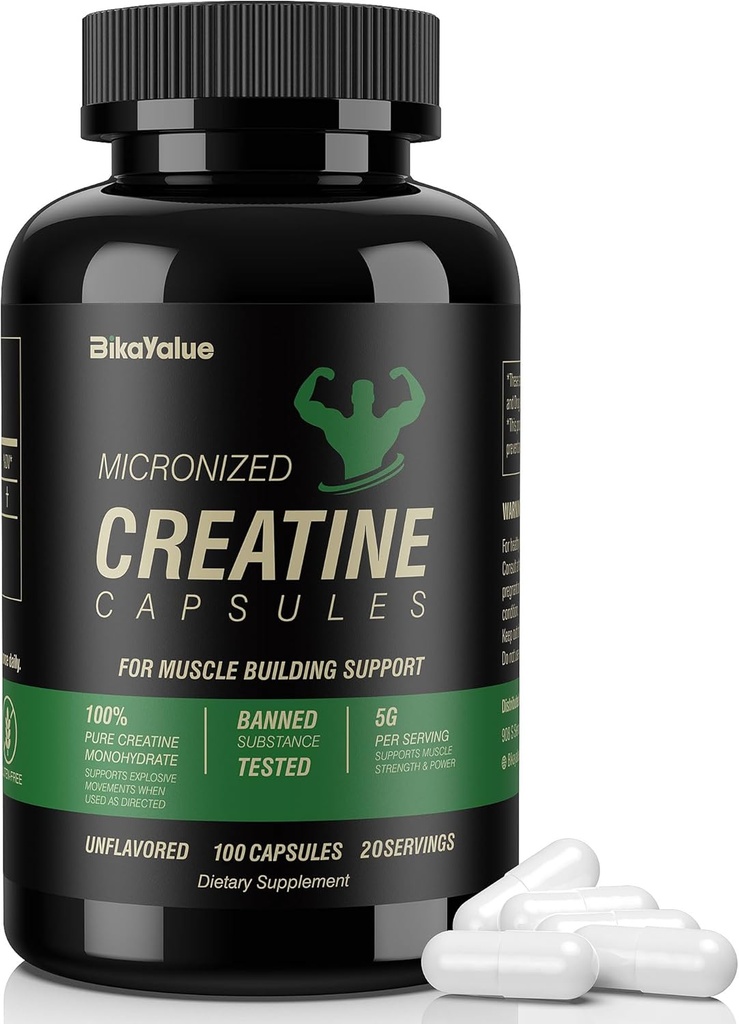 Micronized のクレアチンの Monohydrate のカプセル、筋肉、強さ、性能、エネルギー、回復、女性のためのグルテンフリーのクレアチン、100Capsules (20 のサービング)