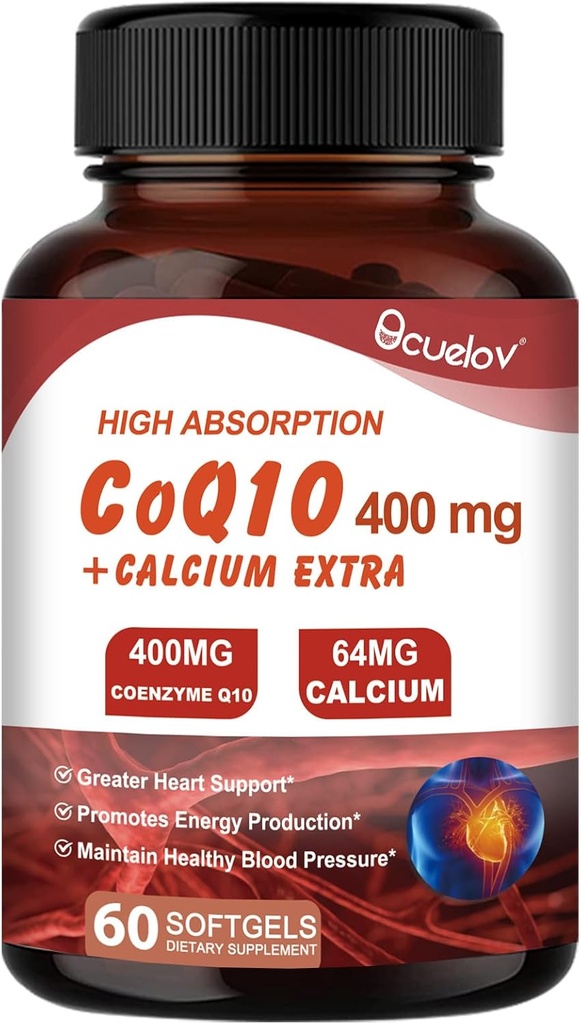 CoQ10 400mgのカプセル、補酵素Q10の吸着剤の補足 中心サポート及び細胞エネルギー生産の補足、酪農場無し- 60のカプセル(30のサーブ)